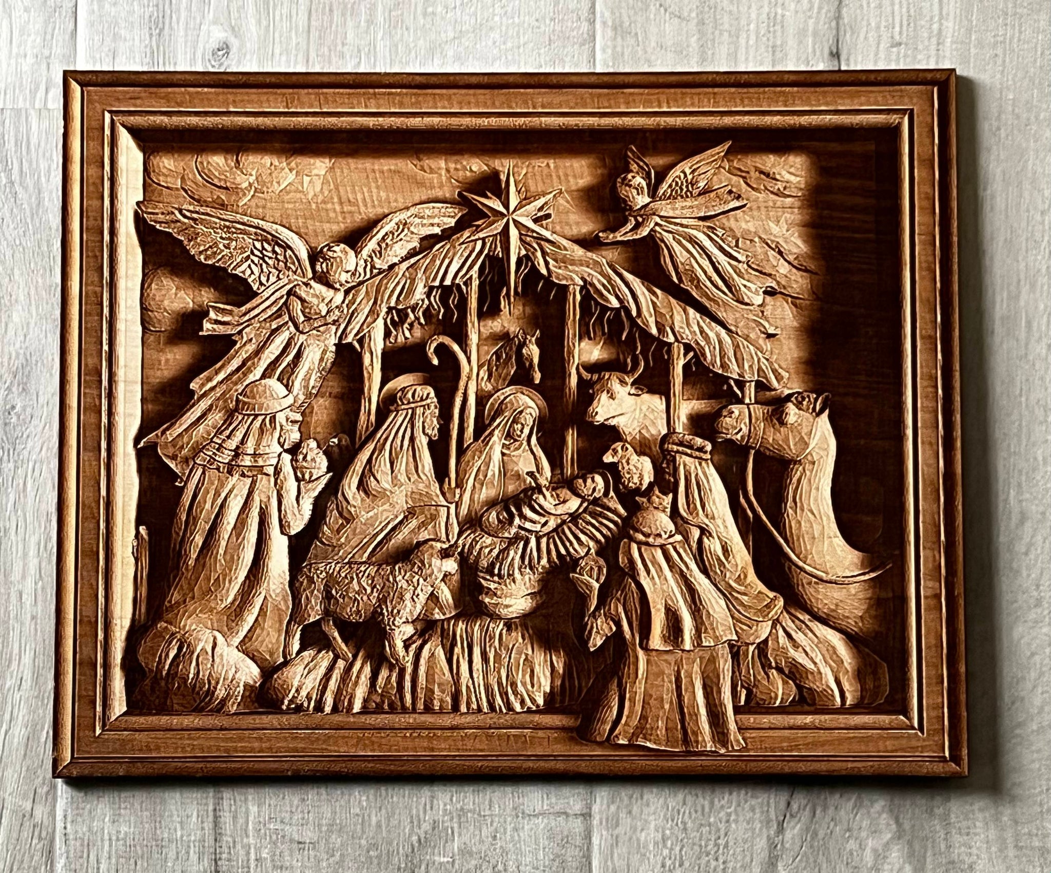 Nativity Christmas Wooden 3D Engraved Sign