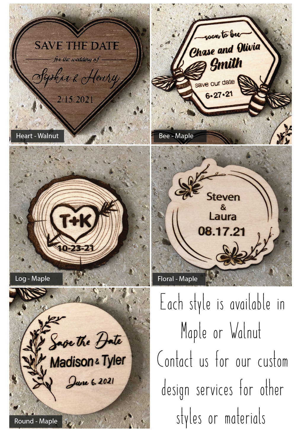 SAVE THE DATE - WOODEN WEDDING MAGNETS